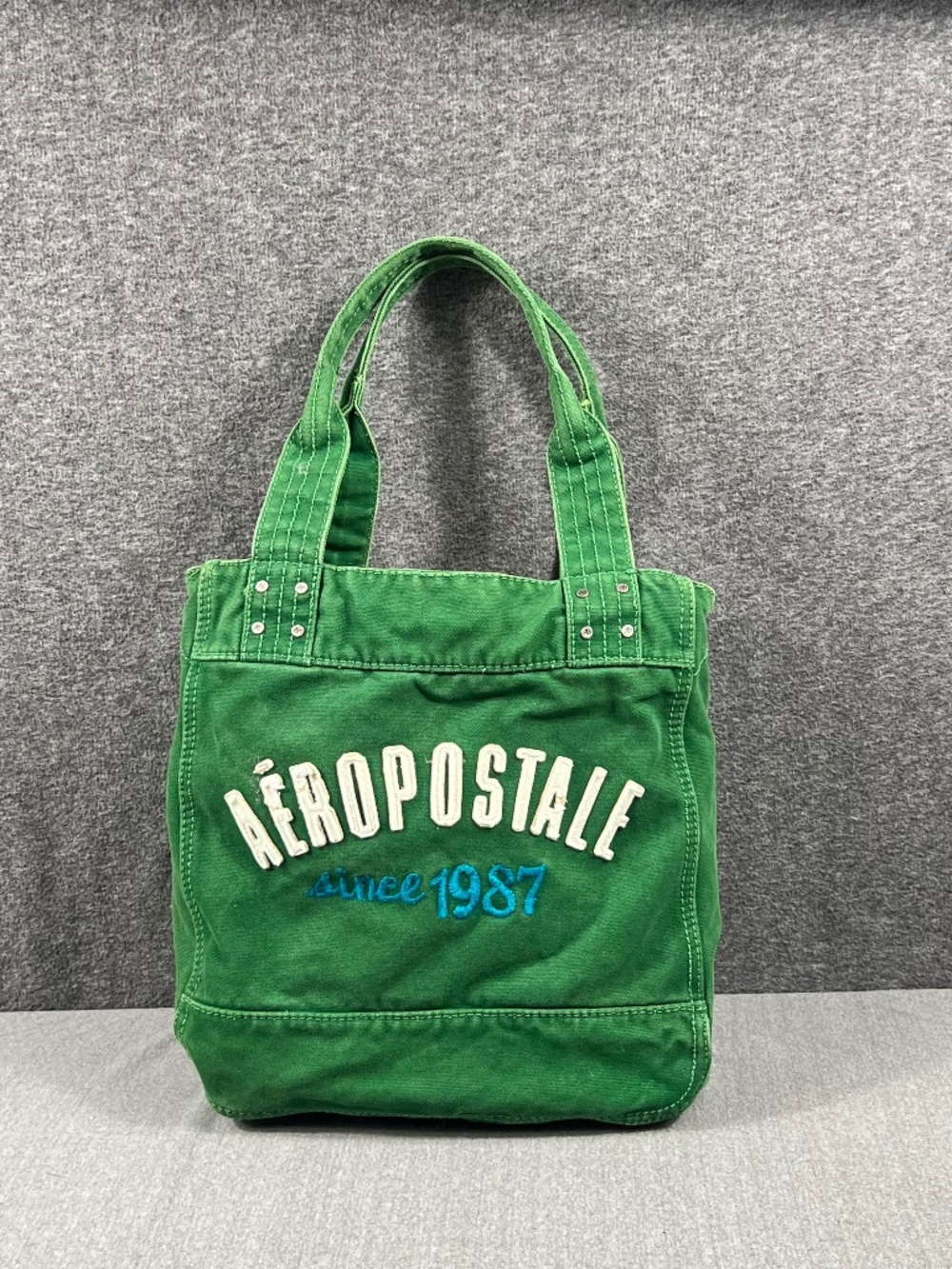 Aeropostale 100% Cotton Canvas Shoulder Tote Bag Embroidered Graphic Print